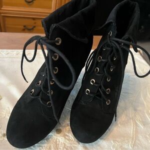 BAMBOO Black Lace-Up Boots